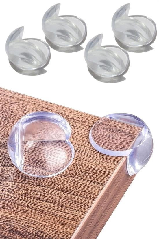 GENEL® Bebek Çocuk Yumuşak ve Esnek Dairesel Şeffaf Yapışkanlı Güvenlik Köşe Koruyucu (4 Adet)