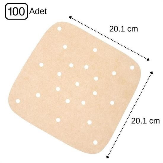 100 Adet Air Fryer Pişirme Kağıdı Tek Kullanımlık Hava Fritöz Yapışmaz Yağlı Kağıt Delikli  Model - UcuzaGeliyor