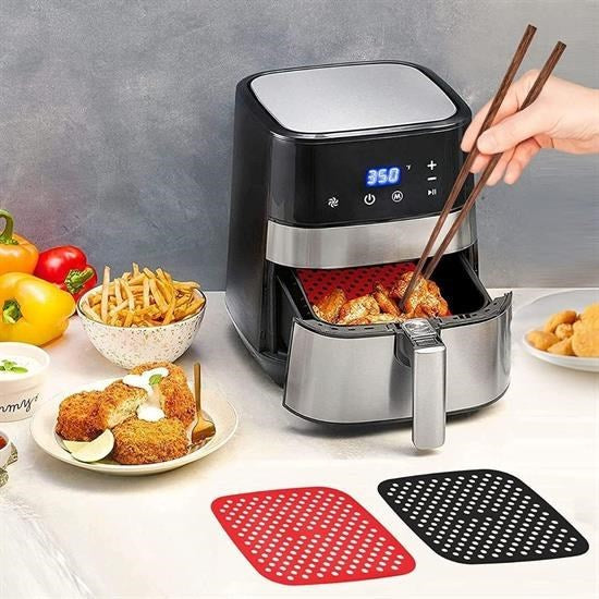 GENEL® Renkli Isıya Dayanıklı Yıkanılabilir Silikon Fırın Ve Airfryer Kare Pişirme Matı 21,5 Cm