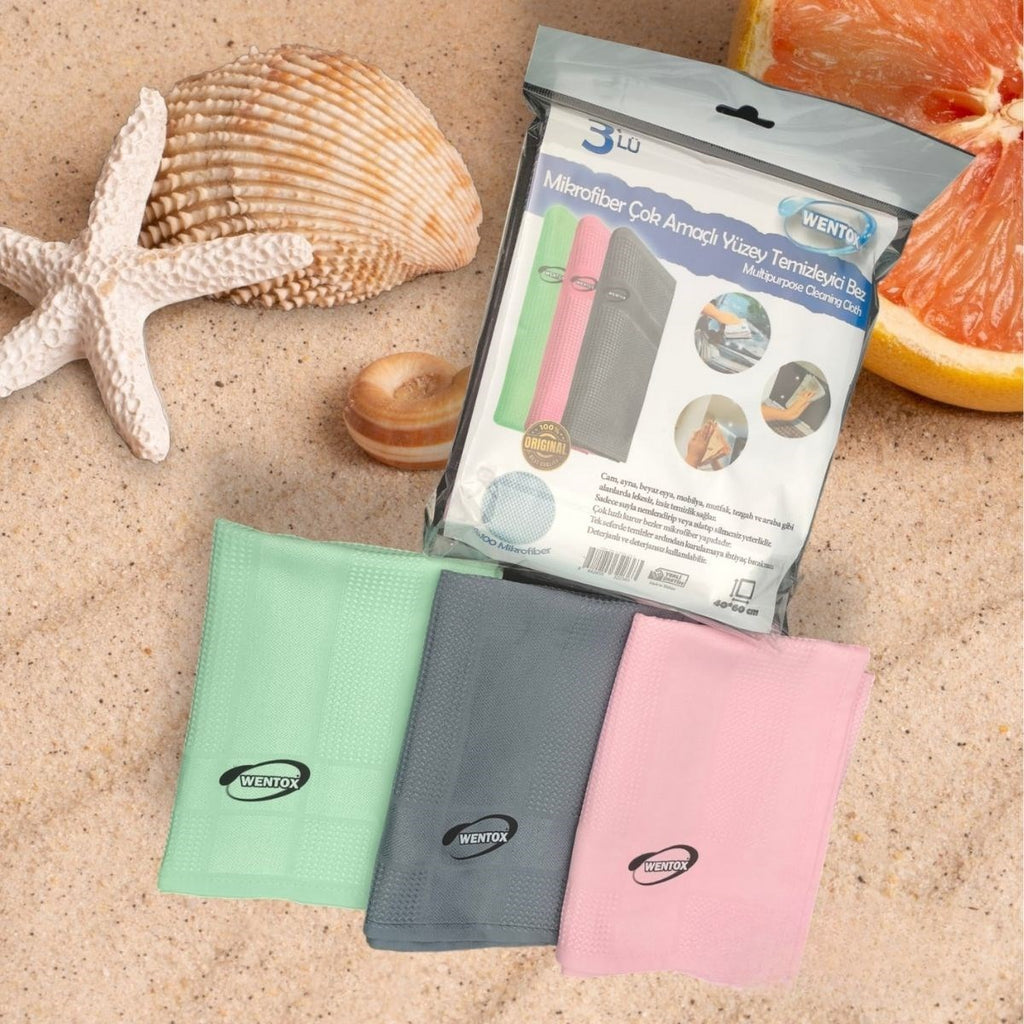 GENEL® İz Bırakmayan Mikrofiber Temizlik Bezi 3'lü Set Cam ve Ayna Silme Toz Alma Temizlik Bezi - UcuzaGeliyor