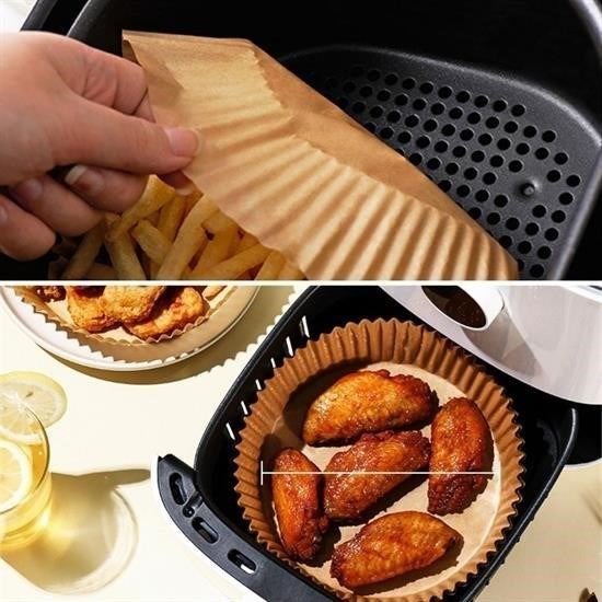 50 Adet Air Fryer Pişirme Kağıdı Tek Kullanımlık Hava Fritöz Yağ Geçirmez Yapışmaz Tabak Model - UcuzaGeliyor