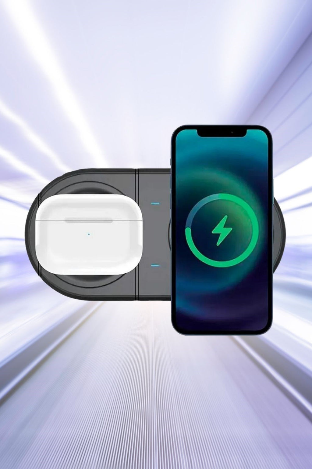 BUFFER® 2si 1arada Kablosuz Saat,Kulaklık ve Telefon Hızlı Şarj Etme Aparatı