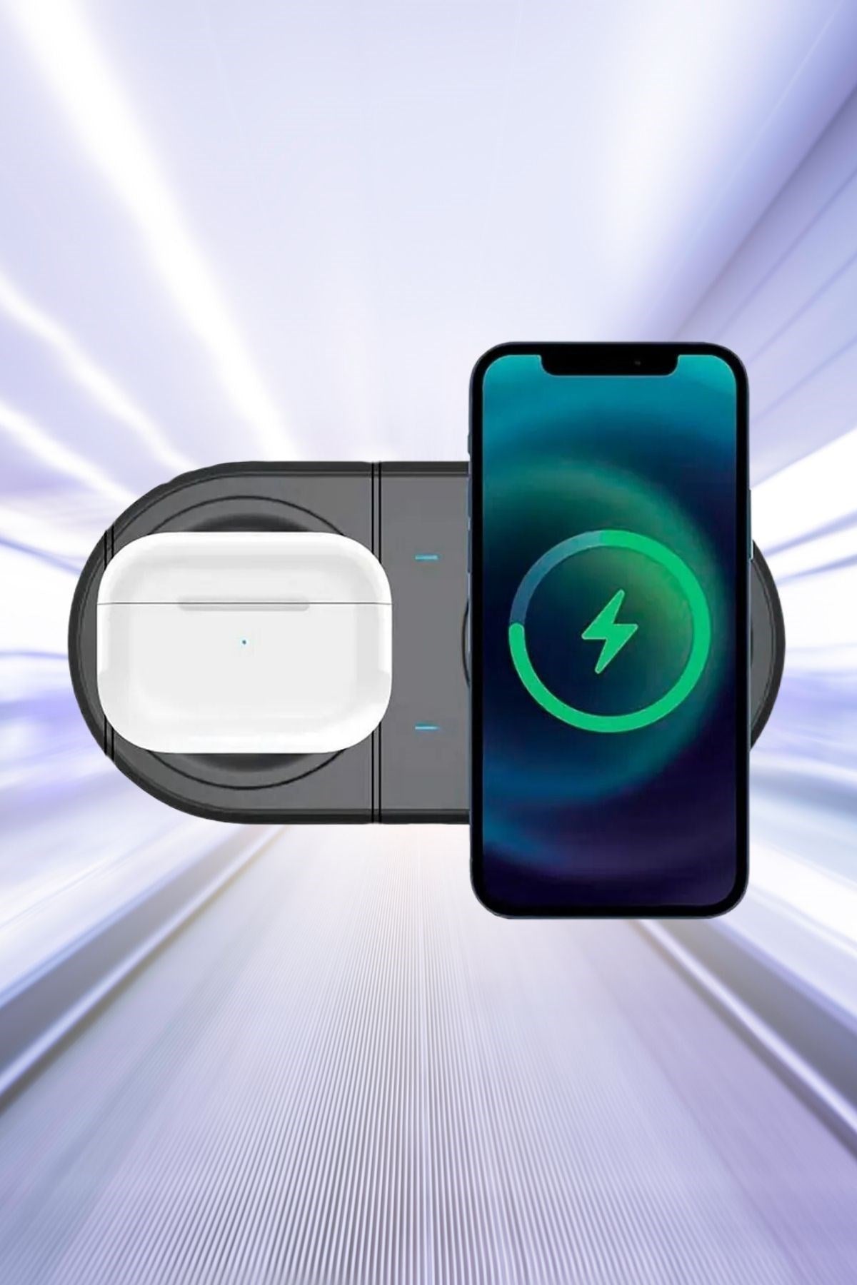 BUFFER® 2si 1arada Kablosuz Saat,Kulaklık ve Telefon Hızlı Şarj Etme Aparatı