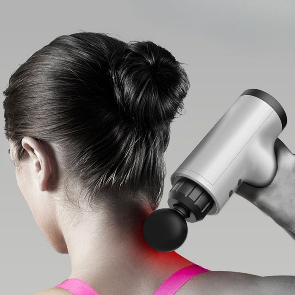 GENEL®  6 Farklı Seviyeli Titreşimli 4 Farklı Başlıklı Büyük Boy Masaj Tabancası