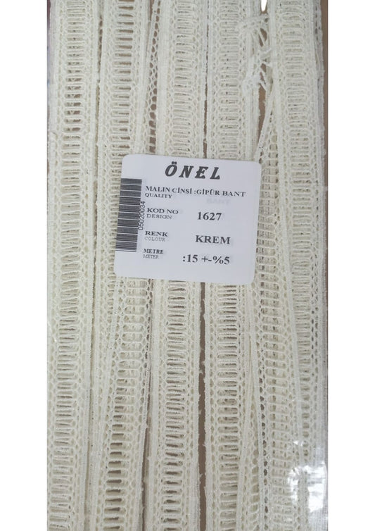Dantel Polyester Güpür Bant Krem 15 Metre En 3 cm ON-1627-KR - UcuzaGeliyor