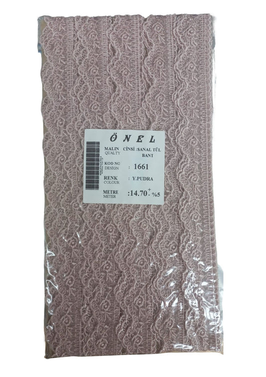 Dantel Polyester Sanal Tül Bant Y.Pudra 14,70 Metre En 6 cm ON-1661-PU - UcuzaGeliyor