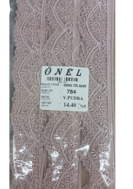 Dantel Polyester Sanal Tül Bant Y.Pudra 14,40 Metre En 3 cm ON-784-PU - UcuzaGeliyor