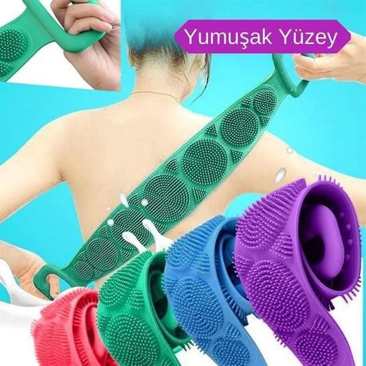 BUFFER® Çift Taraflı Banyo Hamam Lifi Silikon Masajlı Yumuşak Duş Lifi Uzun Ömürlü Hazır Banyo Keses - UcuzaGeliyor