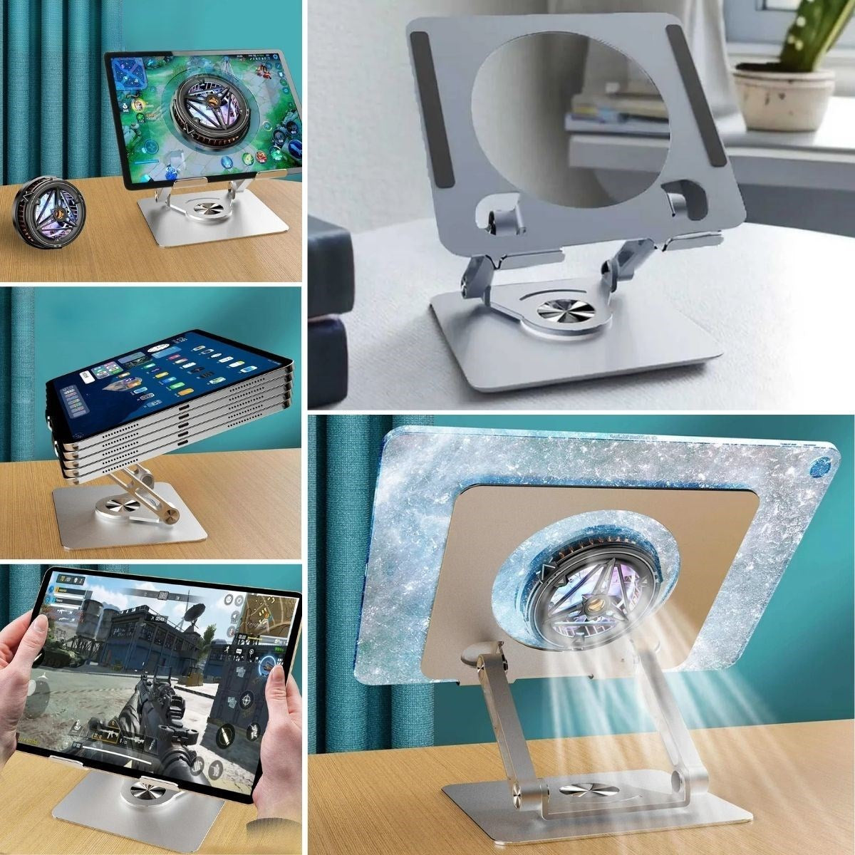 GENEL® 360 Derece Dönebilen Yükseltilmiş Masaüstü Ayarlanabilir  Metal Tablet Standı