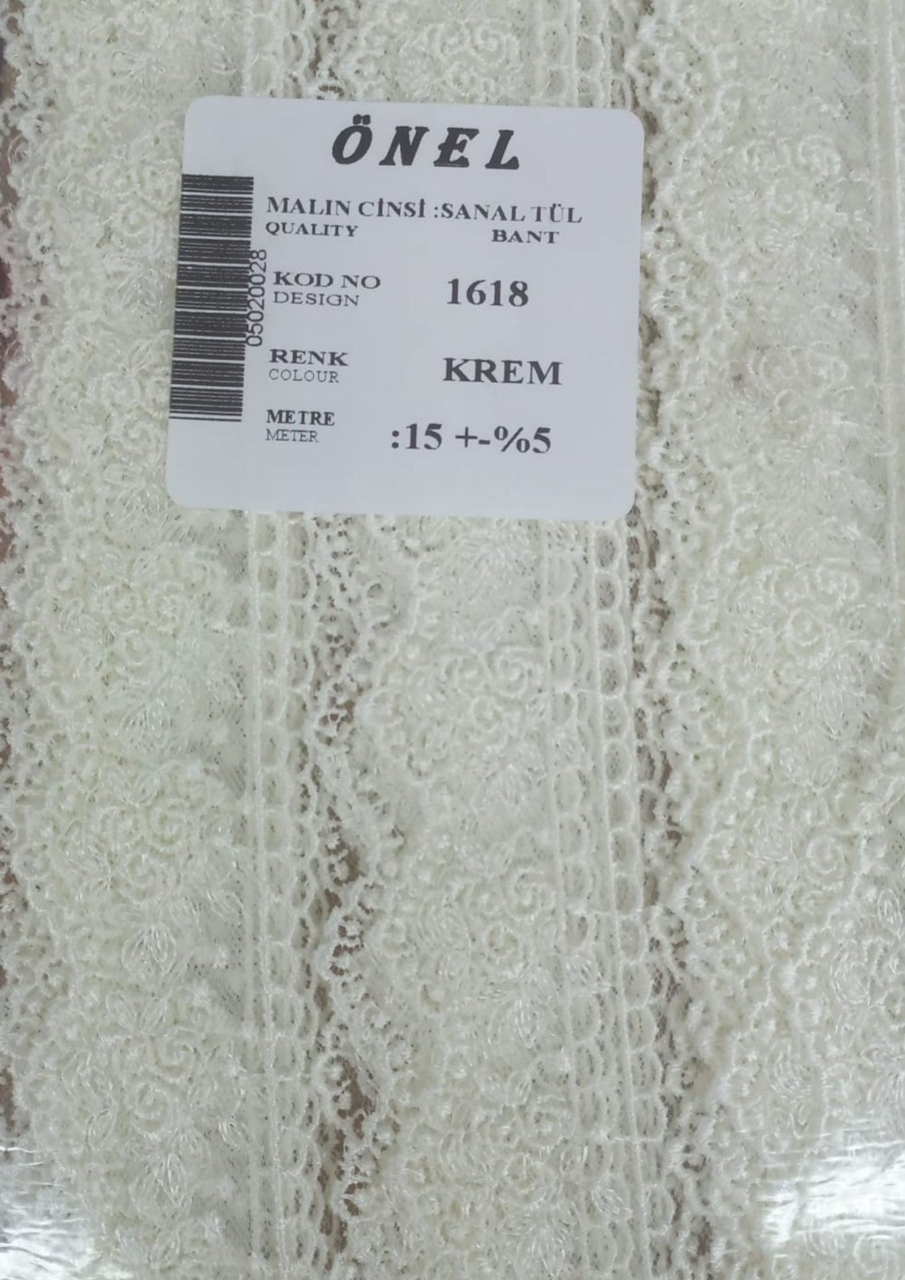 Dantel Polyester Sanal Tül Bant Krem 15 Metre En 3 cm ON-1618-KR - UcuzaGeliyor
