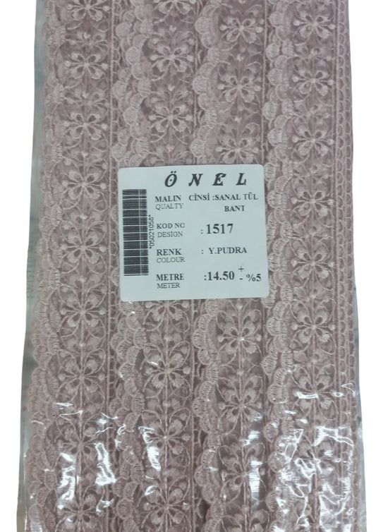Dantel Polyester Sanal Tül Bant Y.Pudra 14,50 Metre En 3 cm ON-1517-PU - UcuzaGeliyor