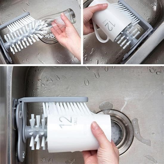 GENEL® Pratik Kolay Fonksiyonel Vantuzlu Elde Bulaşık Yıkama Fırçası