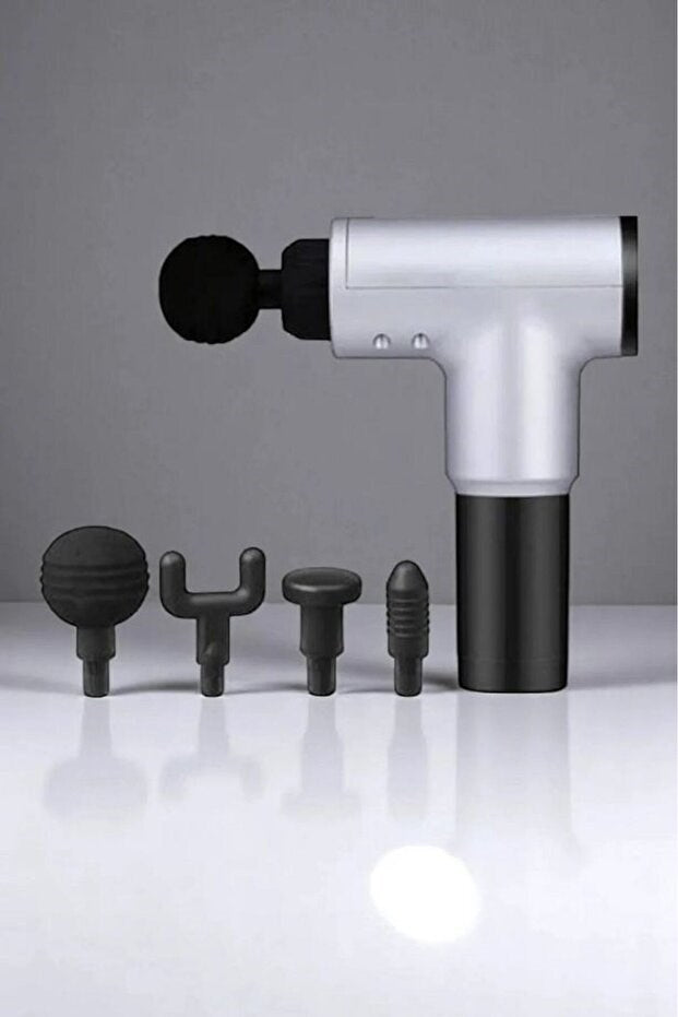 Yeni Nesil Masaj Tabancası 4 Başlıklı Sporcu Şarjlı Kablosuz Bacak Ayak Masaj Aleti Tabancası