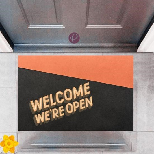 Kapı Önü Paspası Dekoratif Dijital Baskı Welcome We're Open P-2337 - UcuzaGeliyor