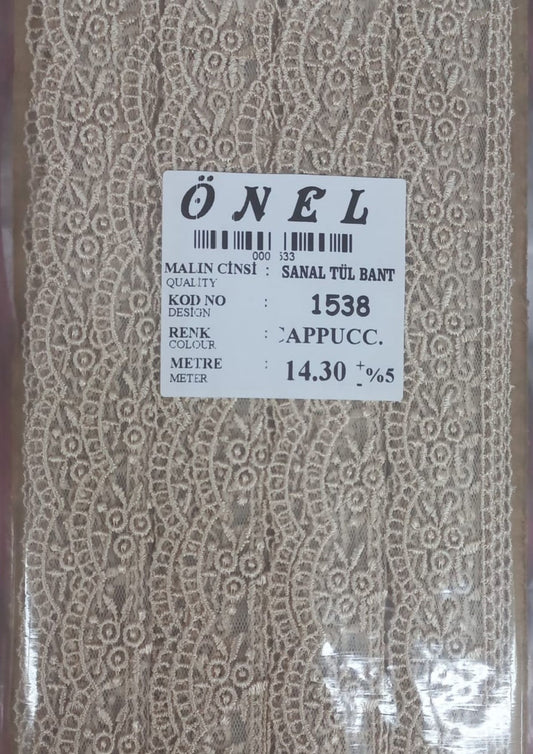 Dantel Polyester Sanal Tül Bant Cappucino 14,30 Metre En 6 cm ON-1538-C - UcuzaGeliyor