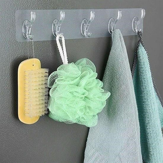 BUFFER® 5'li Güçlü Yapışkanlı Şeffaf Duvar Askısı Banyo Mutfak Düzenleyici Pratik Askılık - UcuzaGeliyor