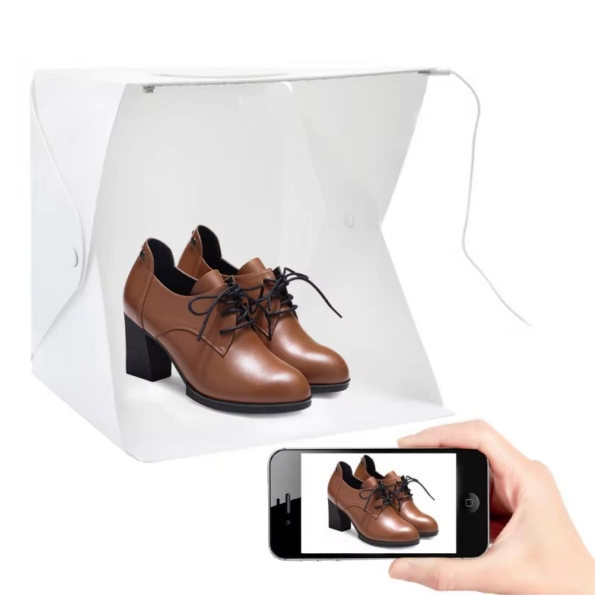 GENEL® Katlanır Işıklı Fotoğraf Stüdyosu 40x40 cm 6 Renk Fonlu Ürün Çekimi İçin Uygun Fotoğraf Çekim Kutusu