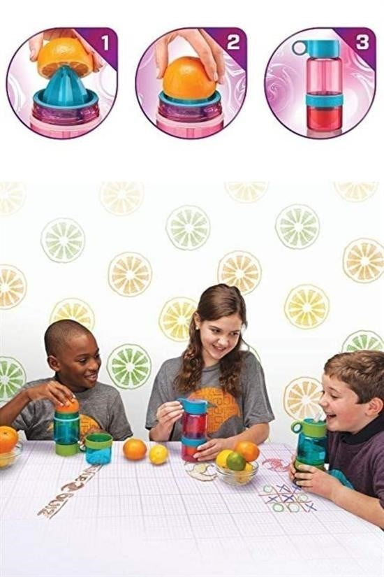 GENEL® Narenciye Limon Sıkmalı Pratik Detoks Toksin Atıcı Su Matarası Spor Şişesi