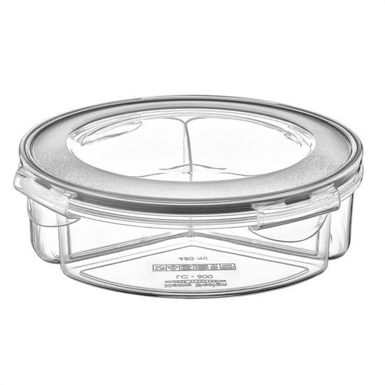 GENEL® 3 Bölmeli Sızdırmaz Contalı Kilitli Kapaklı 1,35 Litre yuvarlak Erzak Saklama Kabı LC-500
