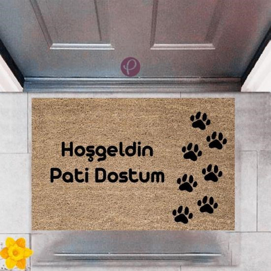 Kapı Önü Paspası Dekoratif Dijital Baskı Hoşgeldin Pati Dostum P-2421 - UcuzaGeliyor
