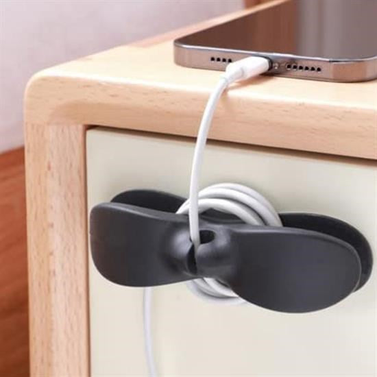 GENEL® 2li Kablo Tutucu Silikon Kordon Sarıcı Kablo Yönetici Klips