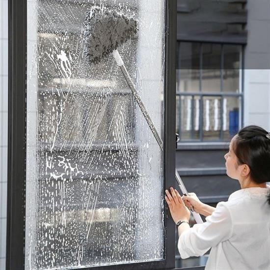 GENEL® Teleskopik Saplı 150 cm Üçgen Mop Cam Duvar Tavan Fayans Parke Temizleyici Mop - UcuzaGeliyor