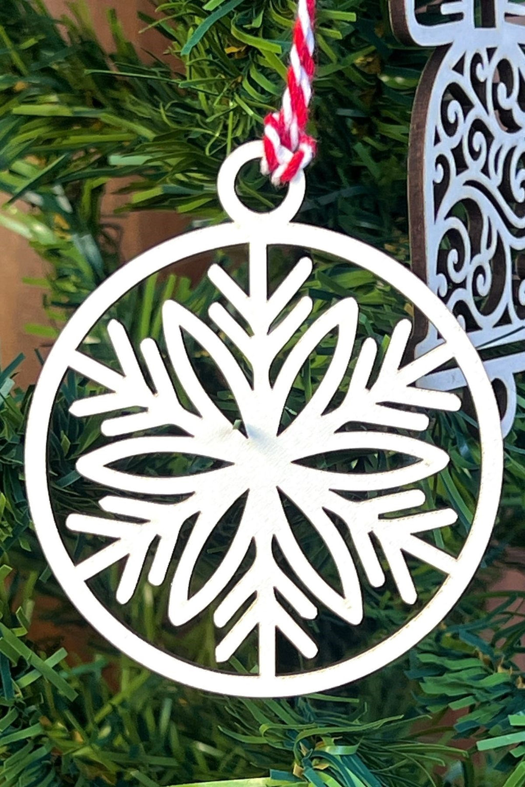 BUFFER® 10 Parça Kırmızı Beyaz İpli Karışık Model Ahşap Yılbaşı Ağaç Süsü