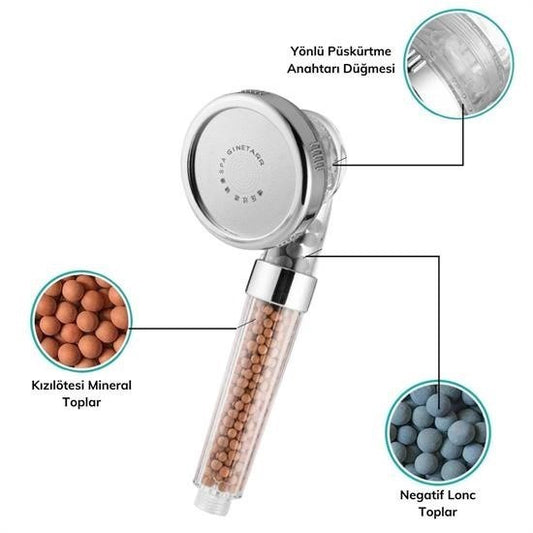 BUFFER® %50 Su Tasarruflu ve Arıtmalı Doğal Taşlı Banyo El Duş Başlığı - UcuzaGeliyor