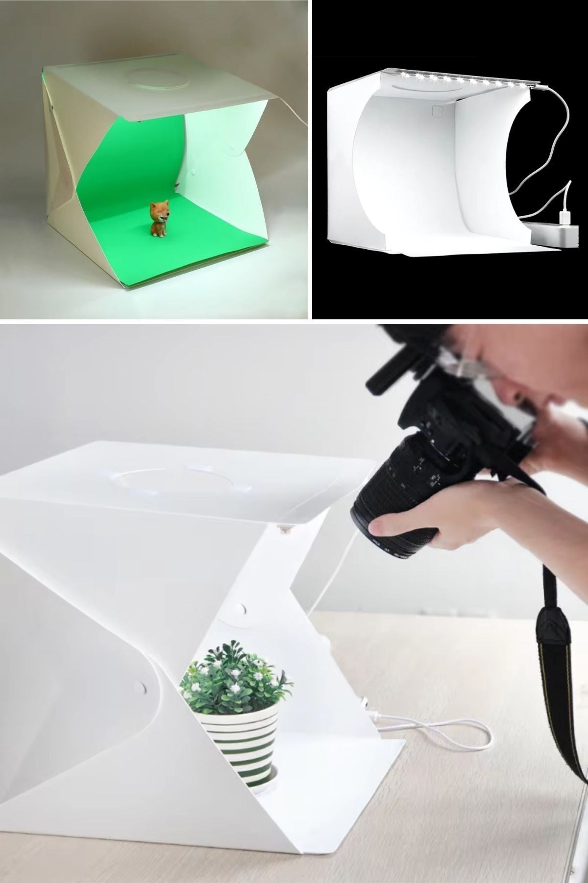 GENEL® Katlanır Işıklı Fotoğraf Stüdyosu 40x40 cm 6 Renk Fonlu Ürün Çekimi İçin Uygun Fotoğraf Çekim Kutusu