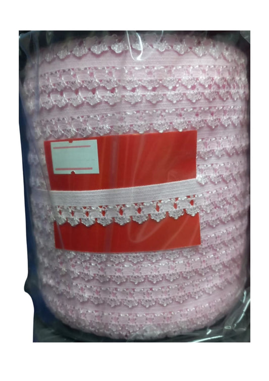 Çamaşır Lastiği Dantelli 1 cm 75 Metre 1 Top Açık Pembe - UcuzaGeliyor