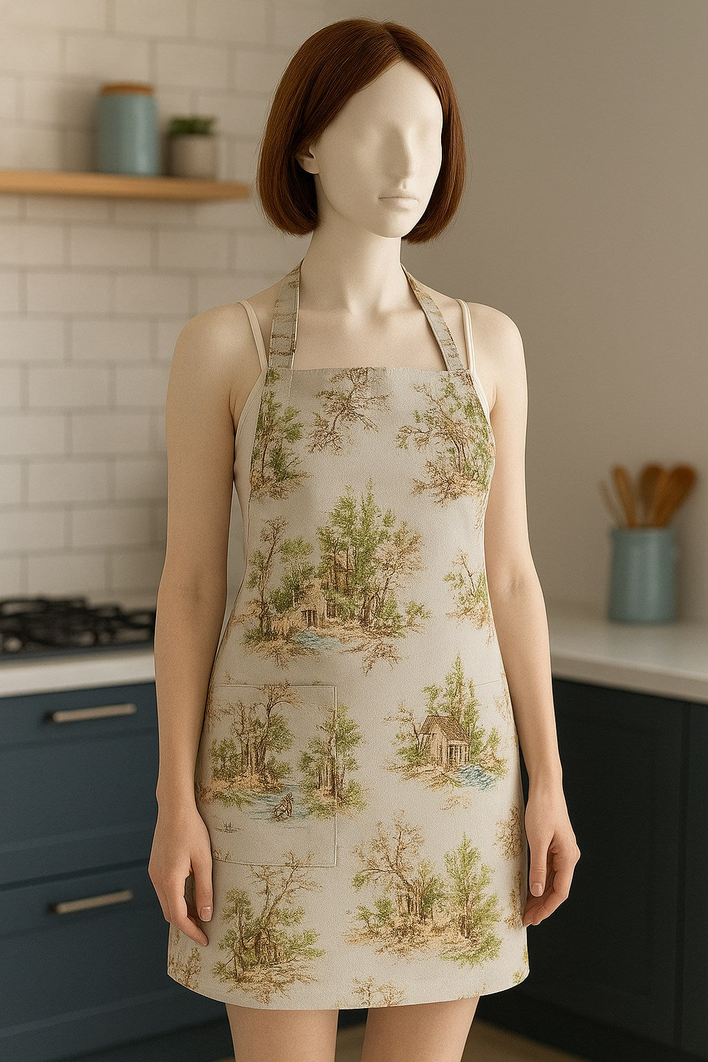 Su iticili Mutfak Önlüğü Manzara Desenli