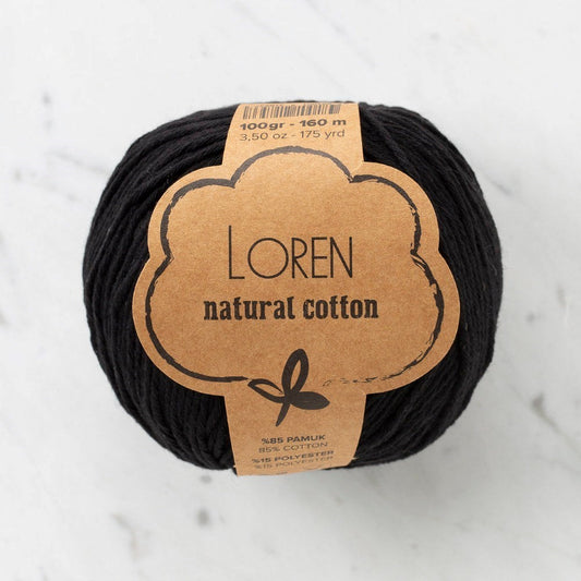 Loren Natural Cotton Siyah El Örgü İpi - R004 - 33908 - UcuzaGeliyor