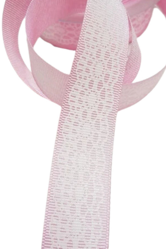 Tafta Dantel Görünümlü Kurdele Pembe 25 mm 1 Metre - UcuzaGeliyor