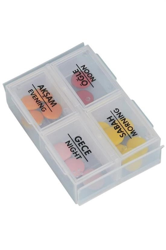 GENEL® 4 Öğün Günlük Hap İlaç Saklama Taşıma Kutusu İlaç Hatırlatıcı