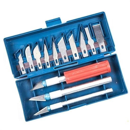 GENEL® Zanaat 16 Parça Hobi Gravür Ahşap Heykel Çömlek Oyma Şekil Verme 13 Maket Bıçak Neşter Seti - UcuzaGeliyor