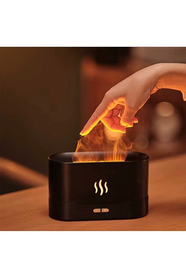Alev Efektli Ultrasonik Hava Nemlendirici - Sessiz, Otomatik Kapanma, LED Işıklı Aroma Difüzör