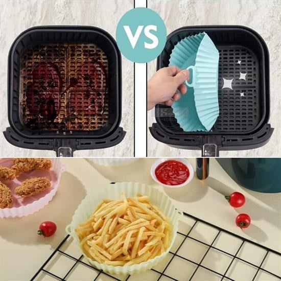 GENEL® Renkli Isıya Dayanıklı Yıkanılabilir Silikon Fırın Ve Airfryer Yuvarlak Pişirme Matı 20 Cm