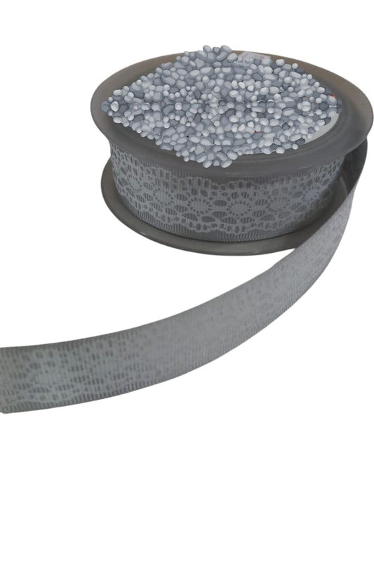Tafta Dantel Görünümlü Kurdele Gri 25 mm 2 Metre - UcuzaGeliyor