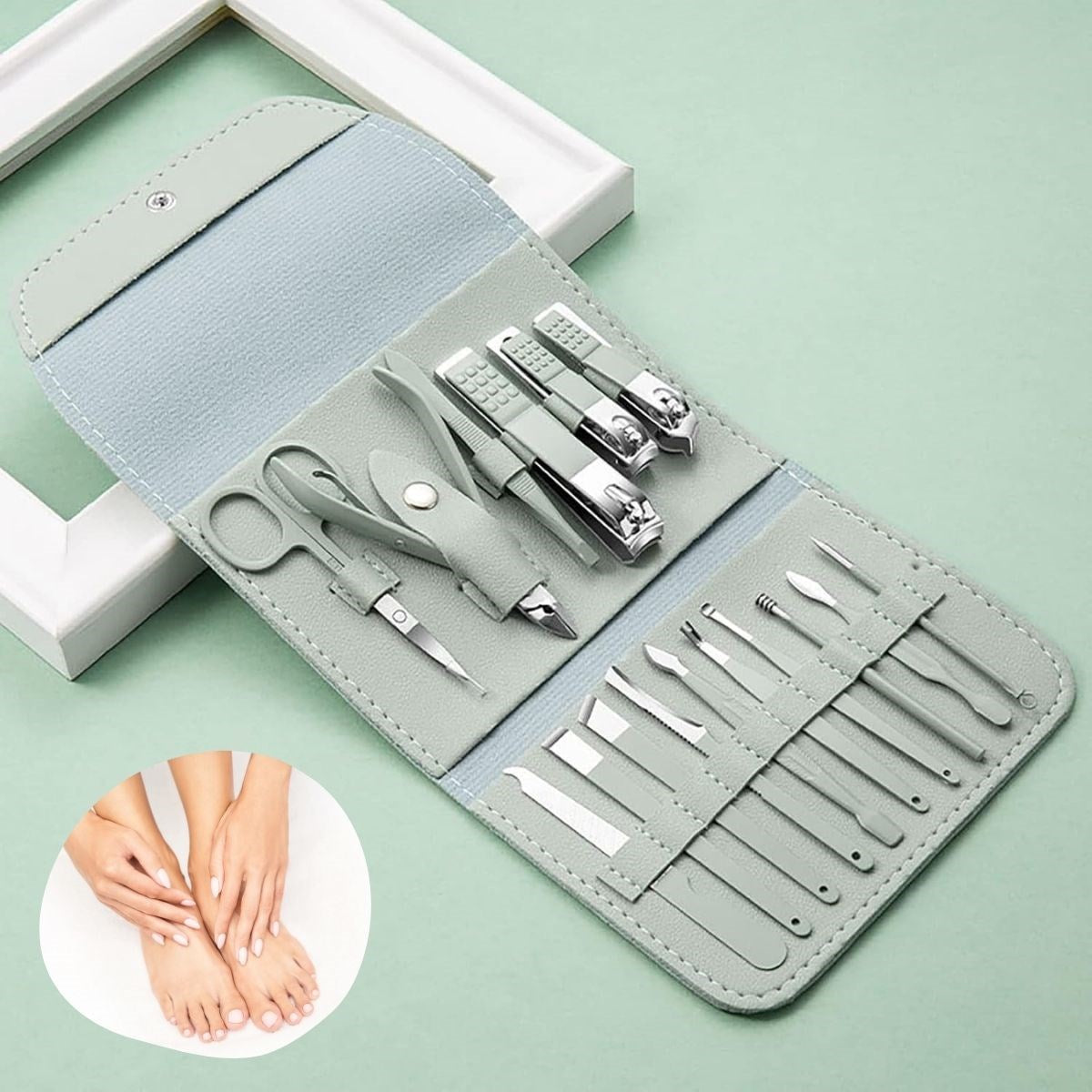 GENEL® Kendiliğininden Çantalı Seyahat Tipi 16 Parça Manikür Pedikür Seti