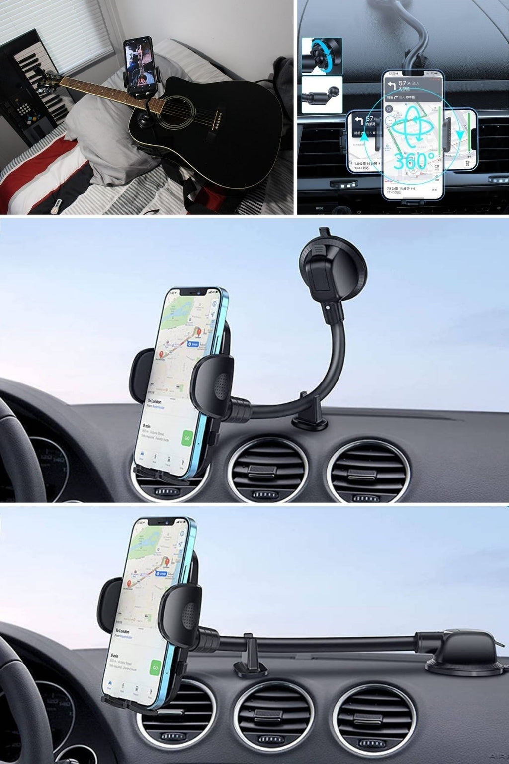 BUFFER® Ayarlanabilir Vakum Kilitli Cam Ve Torpidoya Takılabilen Telefon Tutucu