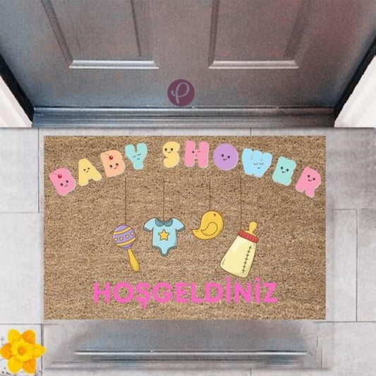 Kapı Önü Paspası Dekoratif Dijital Baskı Baby Shower P-2486 - UcuzaGeliyor