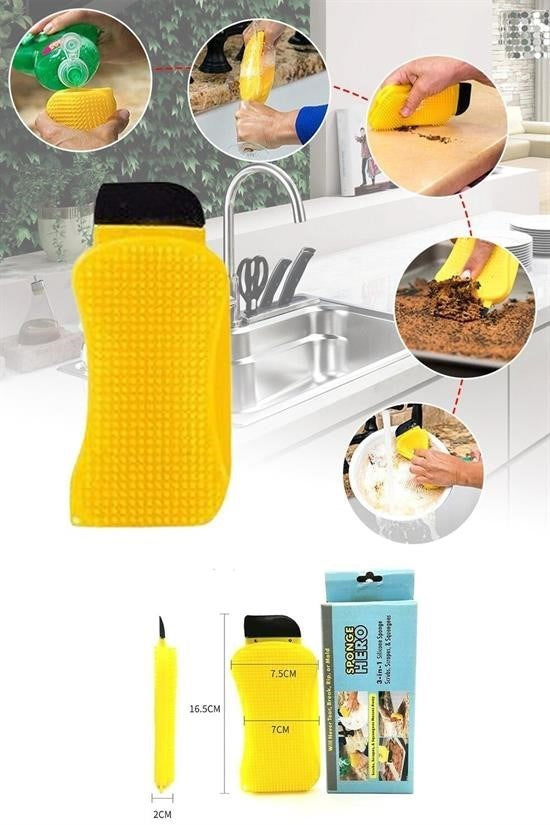 BUFFER® Çok Fonksiyonlu Deterjan Hazneli Pratik Bulaşık Yıkama Fırçası