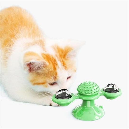 BUFFER® Pet Malzemeleri Vantuzlu Fırıldak Toplu Dönen Şeffaf Depo Tasarım İnteraktif Kedi Oyuncağı - UcuzaGeliyor