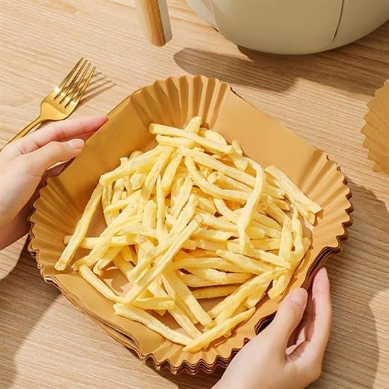 GENEL® 50 Adet Air Fryer Pişirme Kağıdı Tek Kullanımlık 23 Cm Kare Pişirme Kağıdı XXL