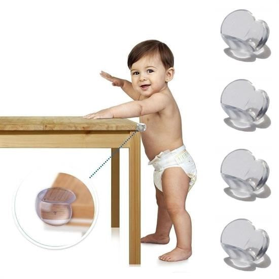 GENEL® Bebek Çocuk Yumuşak ve Esnek Dairesel Şeffaf Yapışkanlı Güvenlik Köşe Koruyucu (4 Adet)