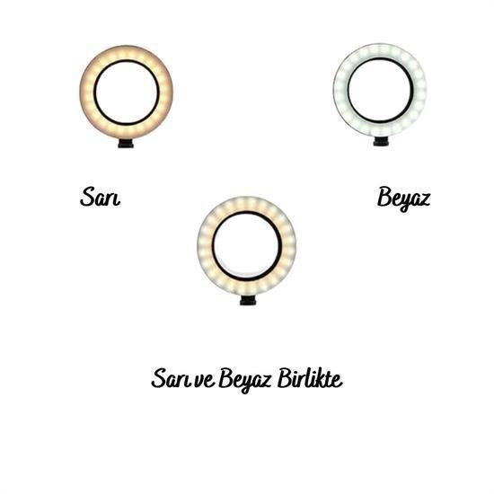 BUFFER® 8inç 20cm Youtube Instagram Tiktok Selfie  Stüdyo Video Fotoğraf Ring Light  Tripod Led Halk