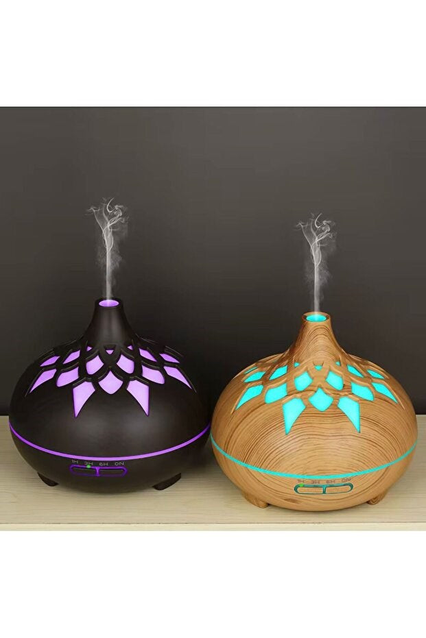 sonx Aroma Difüzör Gece Işığı 7 Led DESENLİ Nemlendirici Kumandalı Buhar Makinesi 550 ml