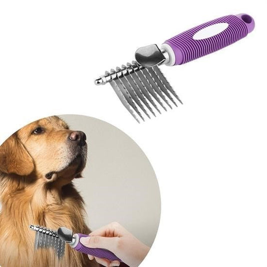 BUFFER® Düğüm Açıcı Pet Fırçası Emniyetli Uzun ve Çelik Dişli Kedi Köpek Tüy Kıtık Açma Tarağı - UcuzaGeliyor