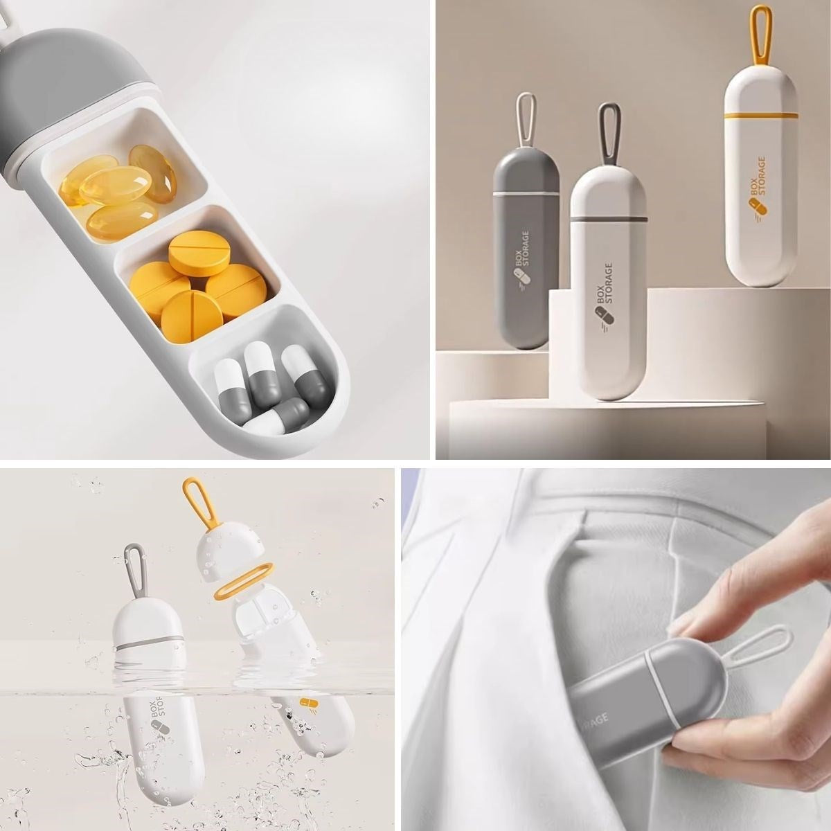 GENEL® 3 Bölmeli Taşınabilir Seyahat Tipi Hap Saklama Kutusu İlaç Saklama Kutusu