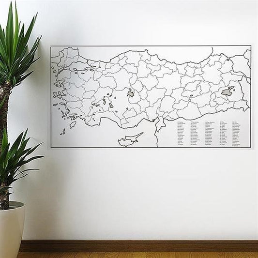 Yazılabilir Türkiye Haritası Manyetik Duvar Stickerı 110 x 56 cm - UcuzaGeliyor